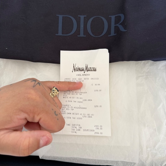 Dior Cream High-Top Sneakers - Picture 6 of 9